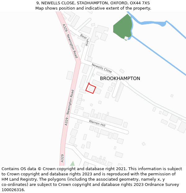 9, NEWELLS CLOSE, STADHAMPTON, OXFORD, OX44 7XS: Location map and indicative extent of plot