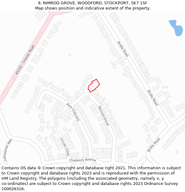 9, NIMROD GROVE, WOODFORD, STOCKPORT, SK7 1SF: Location map and indicative extent of plot