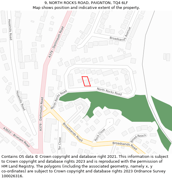 9, NORTH ROCKS ROAD, PAIGNTON, TQ4 6LF: Location map and indicative extent of plot