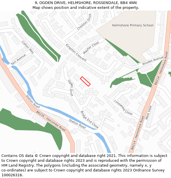 9, OGDEN DRIVE, HELMSHORE, ROSSENDALE, BB4 4NN: Location map and indicative extent of plot