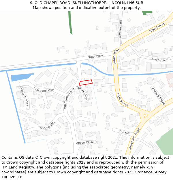 9, OLD CHAPEL ROAD, SKELLINGTHORPE, LINCOLN, LN6 5UB: Location map and indicative extent of plot