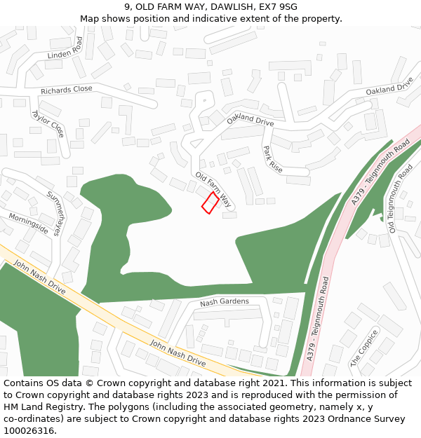 9, OLD FARM WAY, DAWLISH, EX7 9SG: Location map and indicative extent of plot
