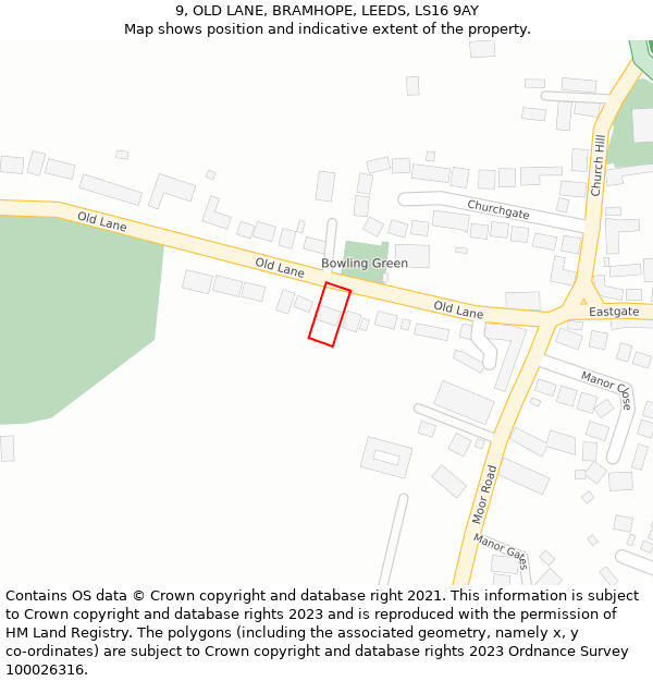 9, OLD LANE, BRAMHOPE, LEEDS, LS16 9AY: Location map and indicative extent of plot