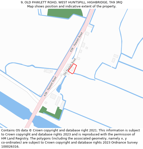 9, OLD PAWLETT ROAD, WEST HUNTSPILL, HIGHBRIDGE, TA9 3RQ: Location map and indicative extent of plot