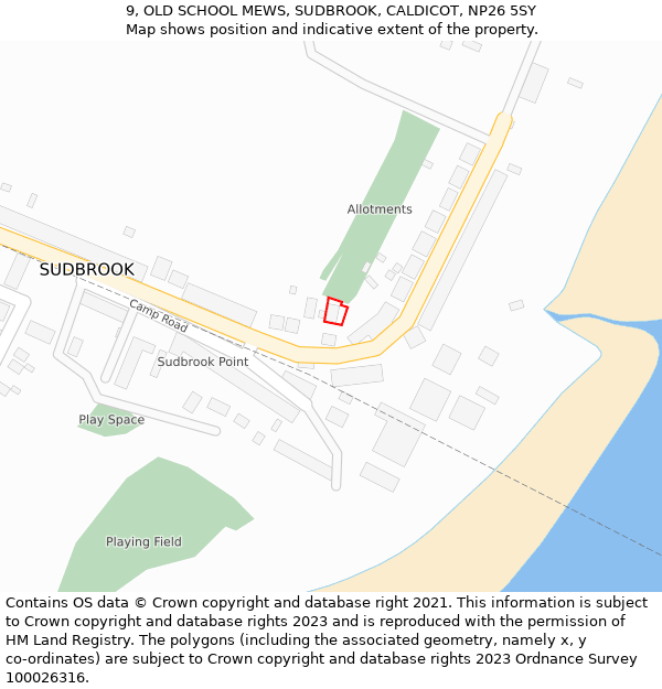 9, OLD SCHOOL MEWS, SUDBROOK, CALDICOT, NP26 5SY: Location map and indicative extent of plot