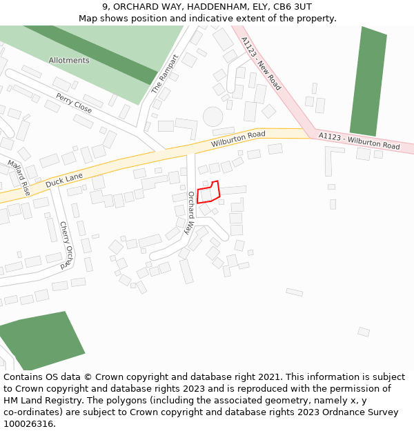 9, ORCHARD WAY, HADDENHAM, ELY, CB6 3UT: Location map and indicative extent of plot