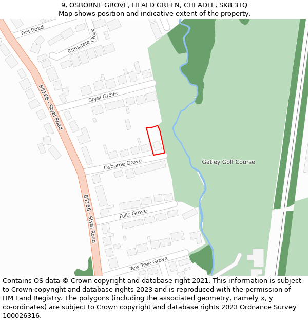 9, OSBORNE GROVE, HEALD GREEN, CHEADLE, SK8 3TQ: Location map and indicative extent of plot