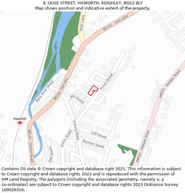 9, OUSE STREET, HAWORTH, KEIGHLEY, BD22 8LY: Location map and indicative extent of plot