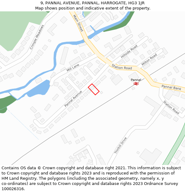 9, PANNAL AVENUE, PANNAL, HARROGATE, HG3 1JR: Location map and indicative extent of plot