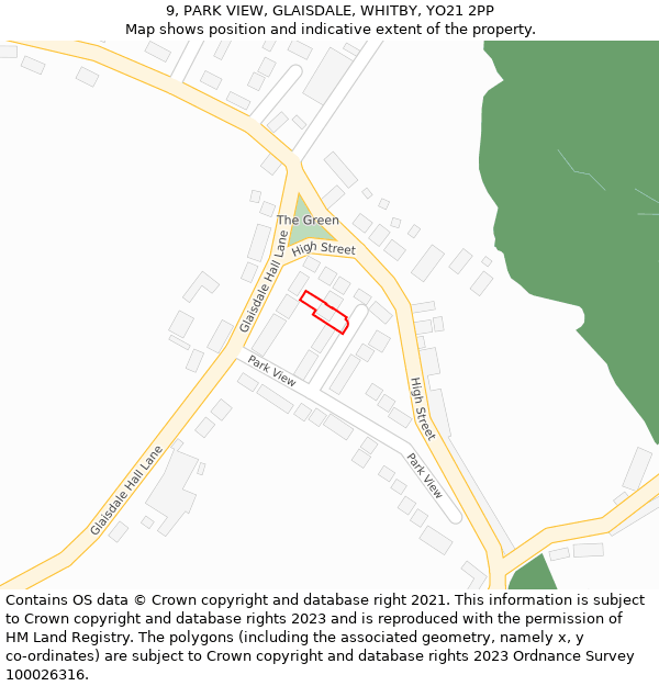 9, PARK VIEW, GLAISDALE, WHITBY, YO21 2PP: Location map and indicative extent of plot