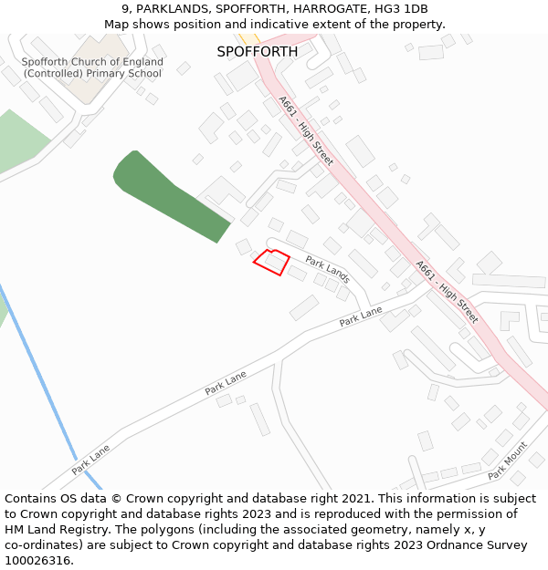 9, PARKLANDS, SPOFFORTH, HARROGATE, HG3 1DB: Location map and indicative extent of plot