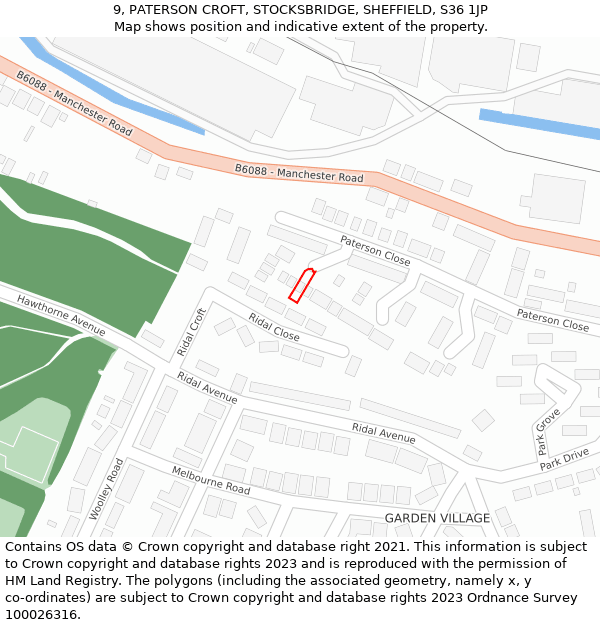 9, PATERSON CROFT, STOCKSBRIDGE, SHEFFIELD, S36 1JP: Location map and indicative extent of plot