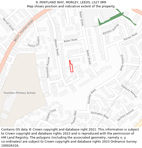 9, PENTLAND WAY, MORLEY, LEEDS, LS27 0RR: Location map and indicative extent of plot