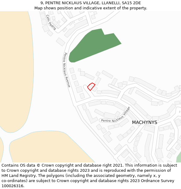 9, PENTRE NICKLAUS VILLAGE, LLANELLI, SA15 2DE: Location map and indicative extent of plot