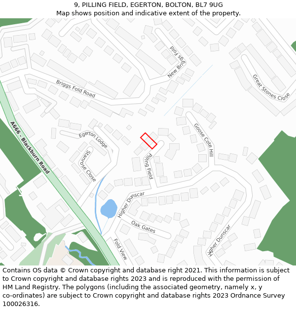 9, PILLING FIELD, EGERTON, BOLTON, BL7 9UG: Location map and indicative extent of plot