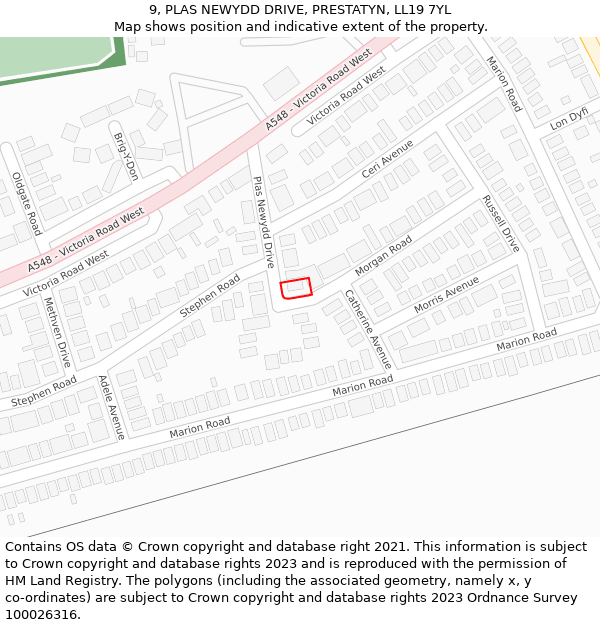 9, PLAS NEWYDD DRIVE, PRESTATYN, LL19 7YL: Location map and indicative extent of plot