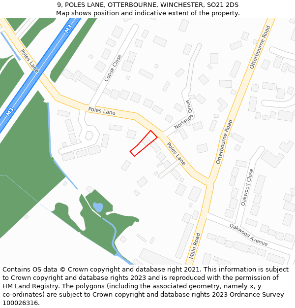 9, POLES LANE, OTTERBOURNE, WINCHESTER, SO21 2DS: Location map and indicative extent of plot