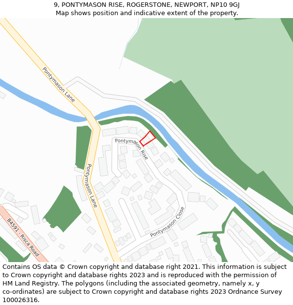 9, PONTYMASON RISE, ROGERSTONE, NEWPORT, NP10 9GJ: Location map and indicative extent of plot
