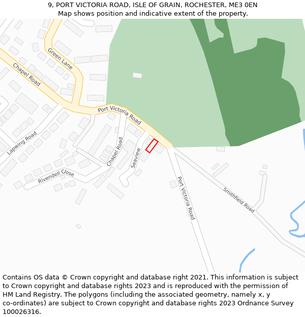 9, PORT VICTORIA ROAD, ISLE OF GRAIN, ROCHESTER, ME3 0EN: Location map and indicative extent of plot