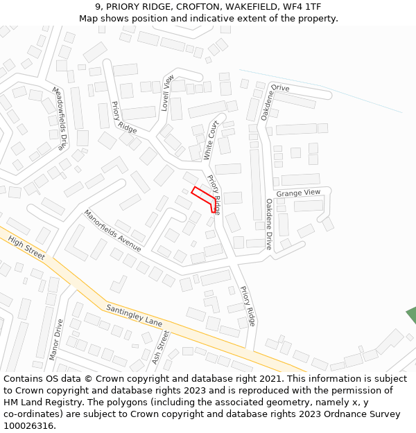 9, PRIORY RIDGE, CROFTON, WAKEFIELD, WF4 1TF: Location map and indicative extent of plot