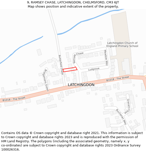 9, RAMSEY CHASE, LATCHINGDON, CHELMSFORD, CM3 6JT: Location map and indicative extent of plot