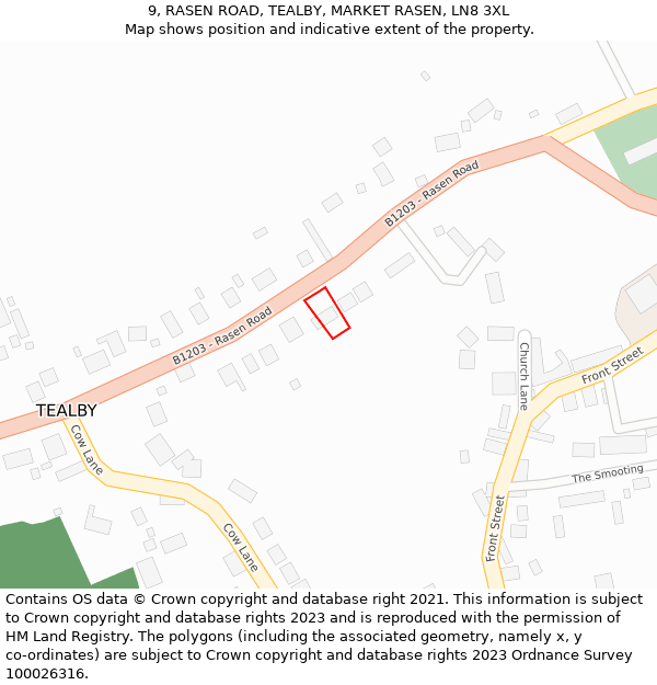 9, RASEN ROAD, TEALBY, MARKET RASEN, LN8 3XL: Location map and indicative extent of plot