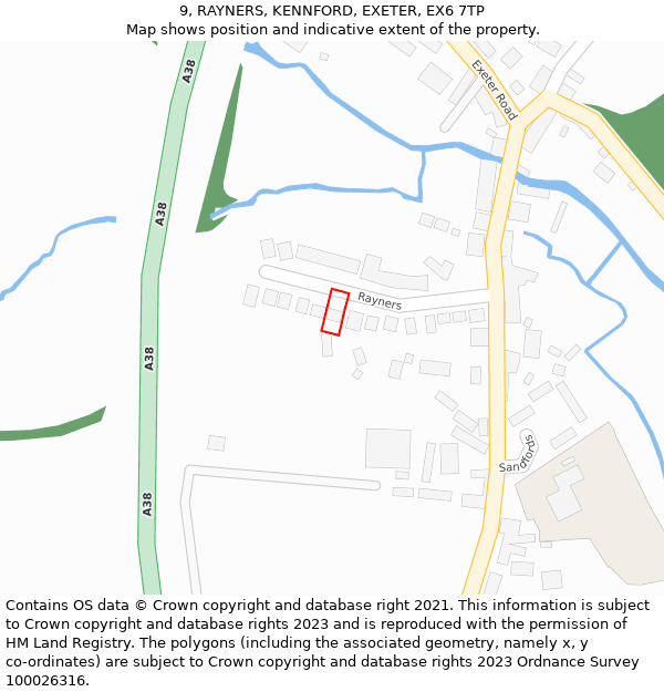 9, RAYNERS, KENNFORD, EXETER, EX6 7TP: Location map and indicative extent of plot