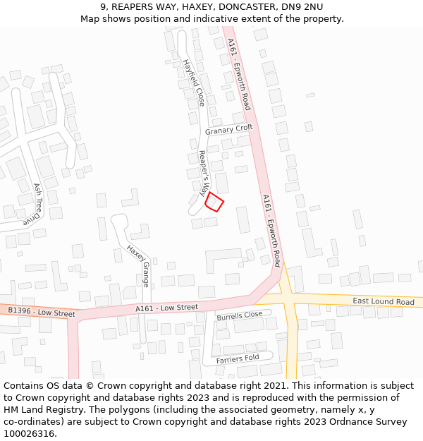 9, REAPERS WAY, HAXEY, DONCASTER, DN9 2NU: Location map and indicative extent of plot