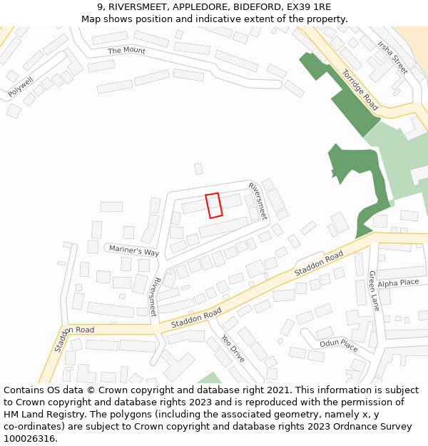 9, RIVERSMEET, APPLEDORE, BIDEFORD, EX39 1RE: Location map and indicative extent of plot