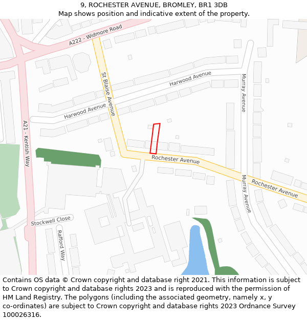 9, ROCHESTER AVENUE, BROMLEY, BR1 3DB: Location map and indicative extent of plot