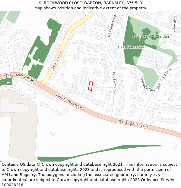 9, ROCKWOOD CLOSE, DARTON, BARNSLEY, S75 5LR: Location map and indicative extent of plot