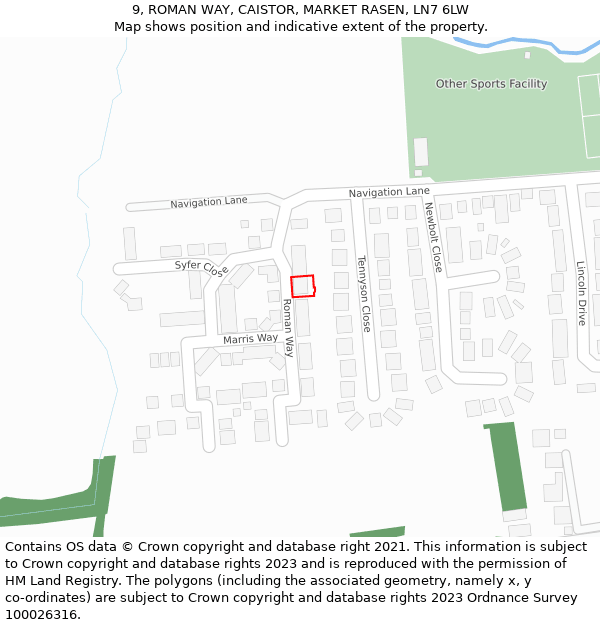 9, ROMAN WAY, CAISTOR, MARKET RASEN, LN7 6LW: Location map and indicative extent of plot