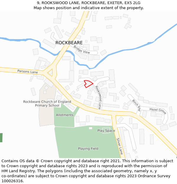 9, ROOKSWOOD LANE, ROCKBEARE, EXETER, EX5 2LG: Location map and indicative extent of plot