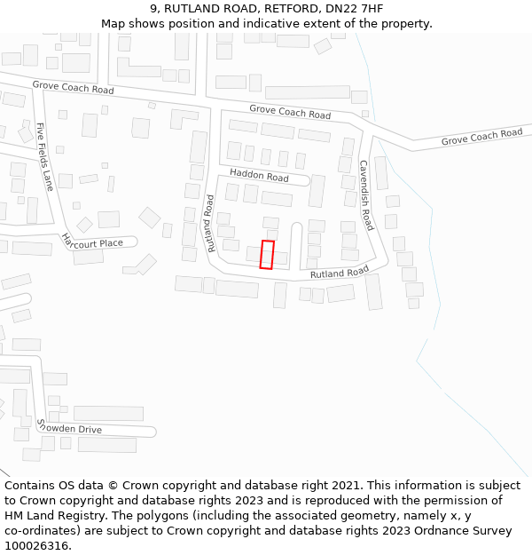 9, RUTLAND ROAD, RETFORD, DN22 7HF: Location map and indicative extent of plot