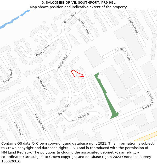 9, SALCOMBE DRIVE, SOUTHPORT, PR9 9GL: Location map and indicative extent of plot