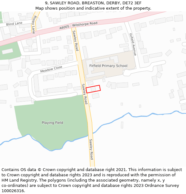 9, SAWLEY ROAD, BREASTON, DERBY, DE72 3EF: Location map and indicative extent of plot