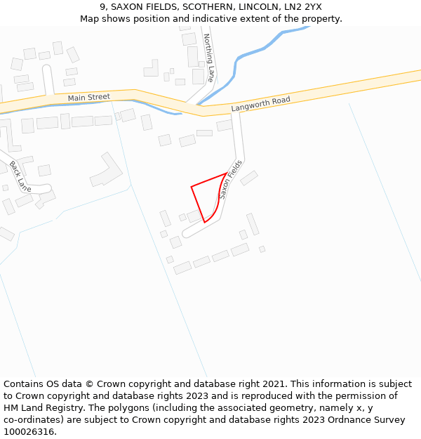 9, SAXON FIELDS, SCOTHERN, LINCOLN, LN2 2YX: Location map and indicative extent of plot