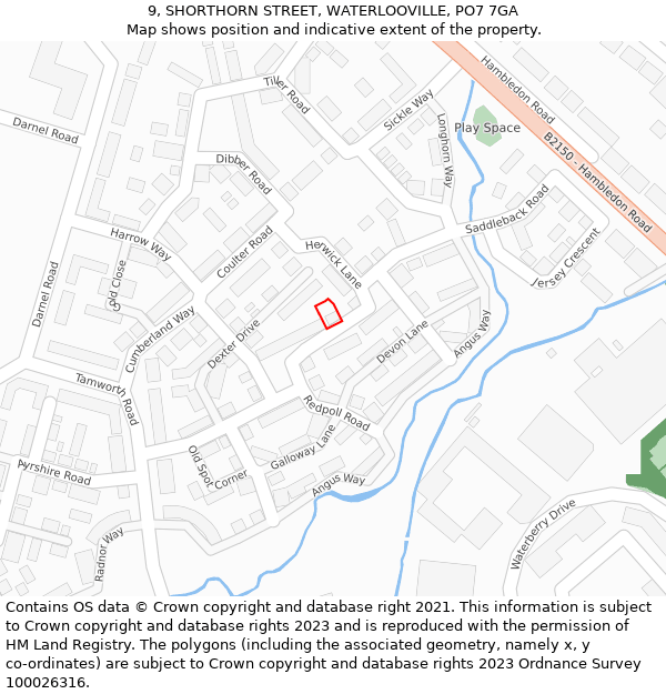 9, SHORTHORN STREET, WATERLOOVILLE, PO7 7GA: Location map and indicative extent of plot