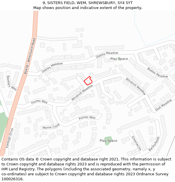 9, SISTERS FIELD, WEM, SHREWSBURY, SY4 5YT: Location map and indicative extent of plot