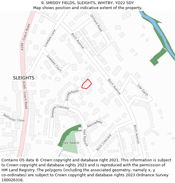 9, SMIDDY FIELDS, SLEIGHTS, WHITBY, YO22 5DY: Location map and indicative extent of plot