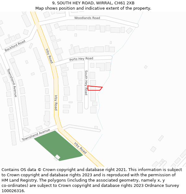 9, SOUTH HEY ROAD, WIRRAL, CH61 2XB: Location map and indicative extent of plot