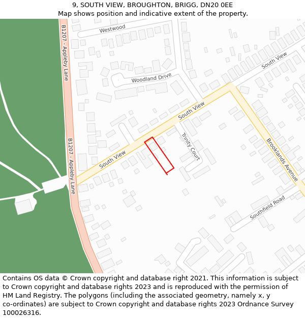 9, SOUTH VIEW, BROUGHTON, BRIGG, DN20 0EE: Location map and indicative extent of plot