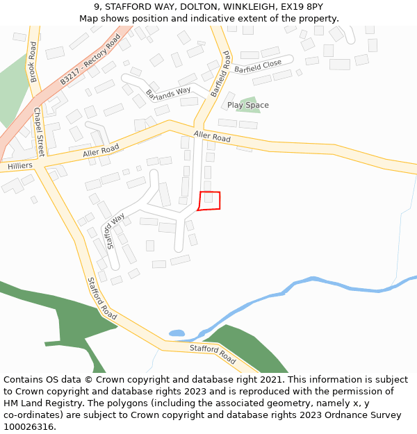 9, STAFFORD WAY, DOLTON, WINKLEIGH, EX19 8PY: Location map and indicative extent of plot