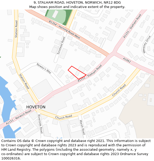 9, STALHAM ROAD, HOVETON, NORWICH, NR12 8DG: Location map and indicative extent of plot