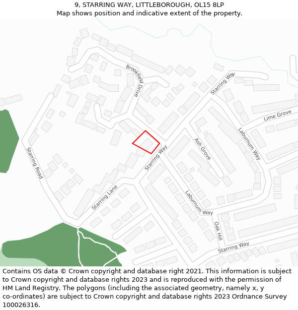 9, STARRING WAY, LITTLEBOROUGH, OL15 8LP: Location map and indicative extent of plot