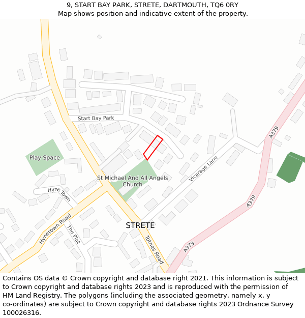 9, START BAY PARK, STRETE, DARTMOUTH, TQ6 0RY: Location map and indicative extent of plot