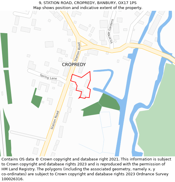 9, STATION ROAD, CROPREDY, BANBURY, OX17 1PS: Location map and indicative extent of plot