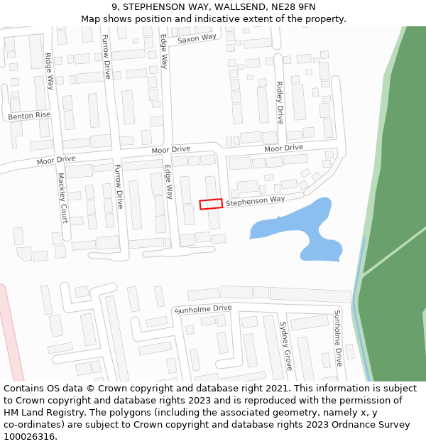 9, STEPHENSON WAY, WALLSEND, NE28 9FN: Location map and indicative extent of plot