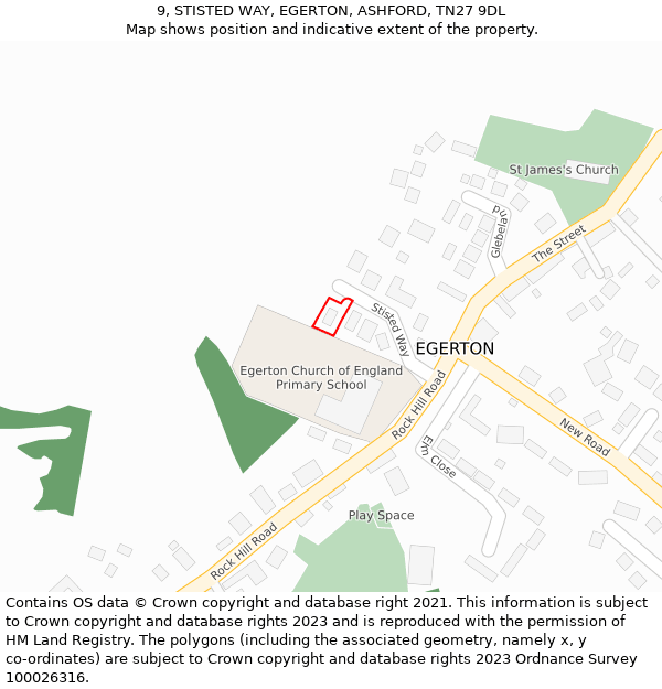 9, STISTED WAY, EGERTON, ASHFORD, TN27 9DL: Location map and indicative extent of plot