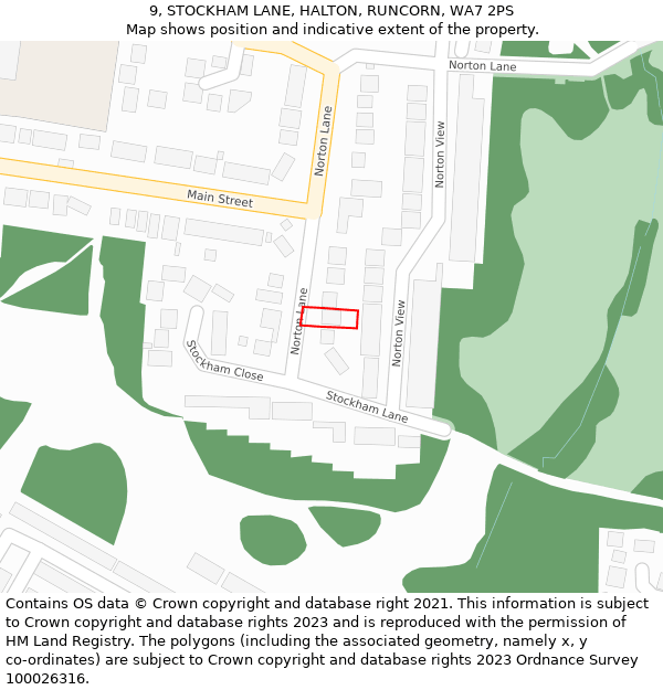 9, STOCKHAM LANE, HALTON, RUNCORN, WA7 2PS: Location map and indicative extent of plot